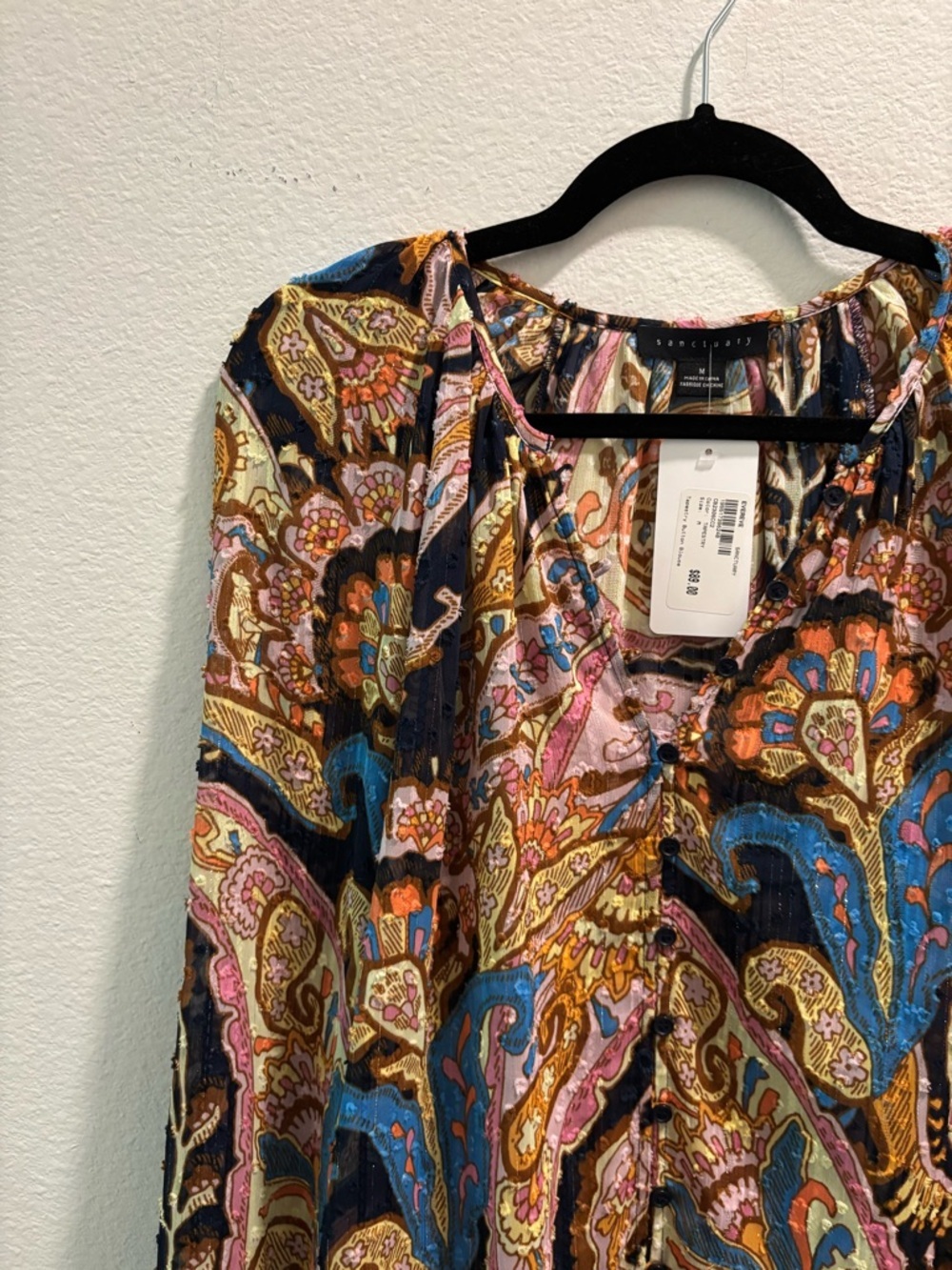 NWT Sancutary Women’s Paisley Peasant Blouse, size M - Picture 3 of 7